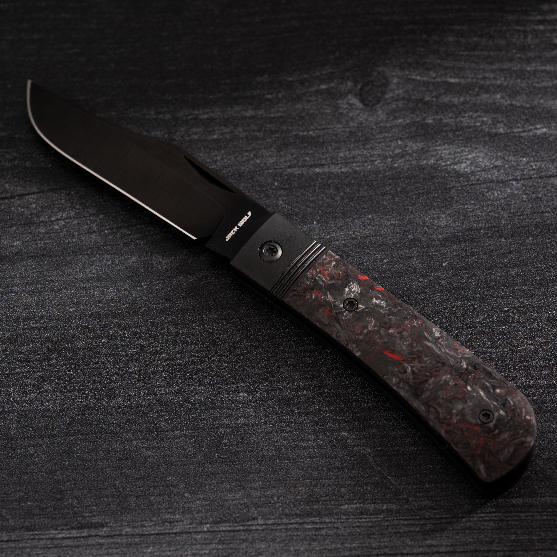 Jack Wolf Knives - BENNY'S CLIP - FAT CARBON DARK MATTER RED DLC Urban Cutlery & Lifestyle Shoppe