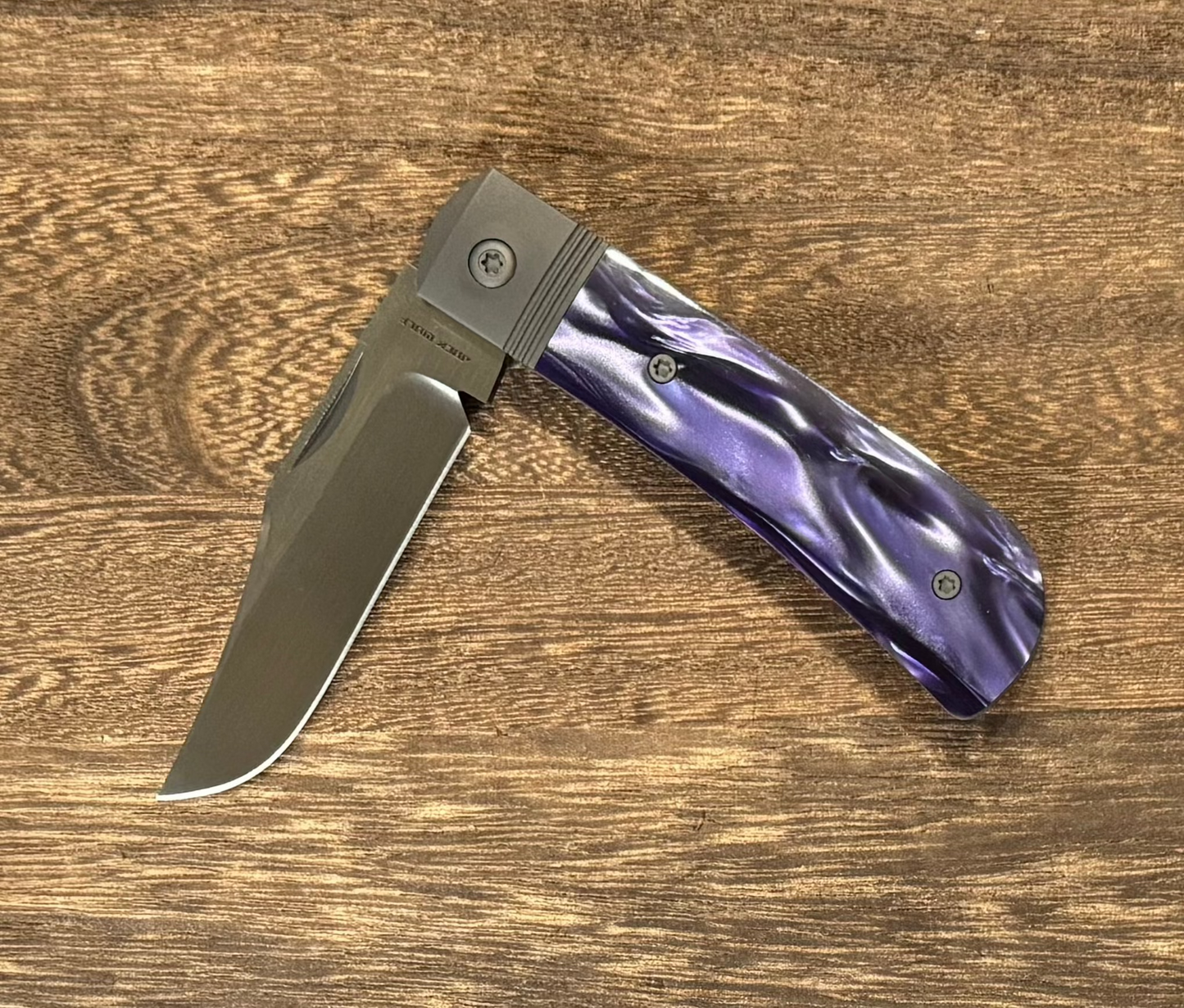 Jack Wolf Knives - BENNY'S CLIP - KIRINITE COSMIC PURPLE HAND SATIN Urban Cutlery & Lifestyle Shoppe