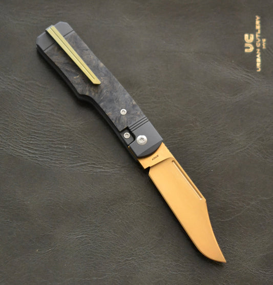 Jack Wolf Knives - GUNSLINGER JACK - FAT CARBON DARK MATTER GOLD - 18K GOLD CUSTOM #2 Jack Wolf Knives Urban Cutlery & Lifestyle Shoppe