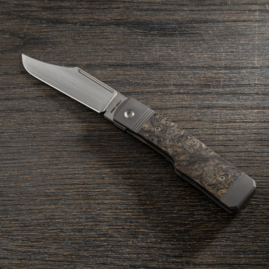 Jack Wolf Knives - GUNSLINGER JACK - FAT CARBON DARK MATTER GOLD HAND SATIN Jack Wolf Knives Urban Cutlery & Lifestyle Shoppe