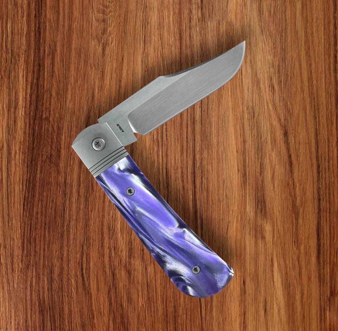 Jack Wolf Knives-Jack Wolf Knives - BENNY'S CLIP - KIRINITE COSMIC PURPLE HAND SATIN - w/ FREE Tumbler-4-Urban Cutlery