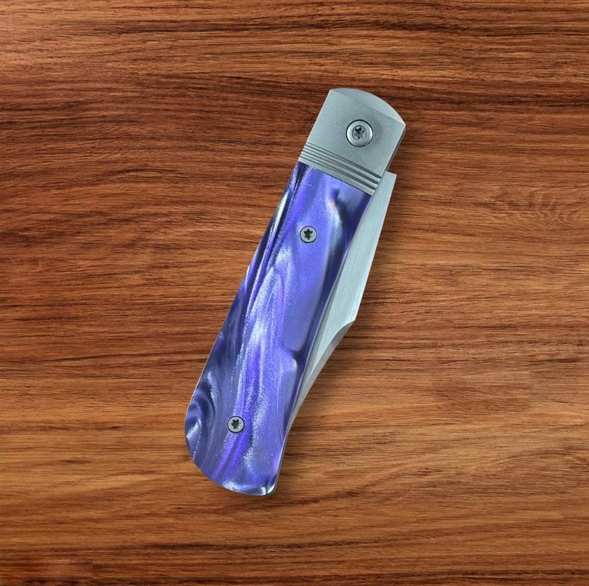 Jack Wolf Knives-Jack Wolf Knives - BENNY'S CLIP - KIRINITE COSMIC PURPLE HAND SATIN - w/ FREE Tumbler-6-Urban Cutlery