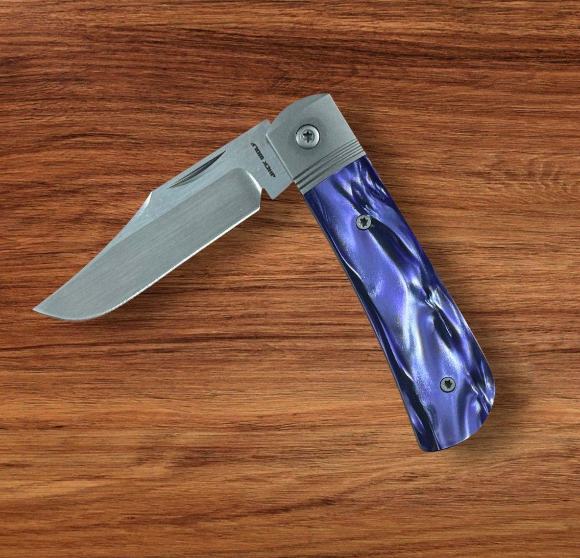 Jack Wolf Knives-Jack Wolf Knives - BENNY'S CLIP - KIRINITE COSMIC PURPLE HAND SATIN - w/ FREE Tumbler-Urban Cutlery