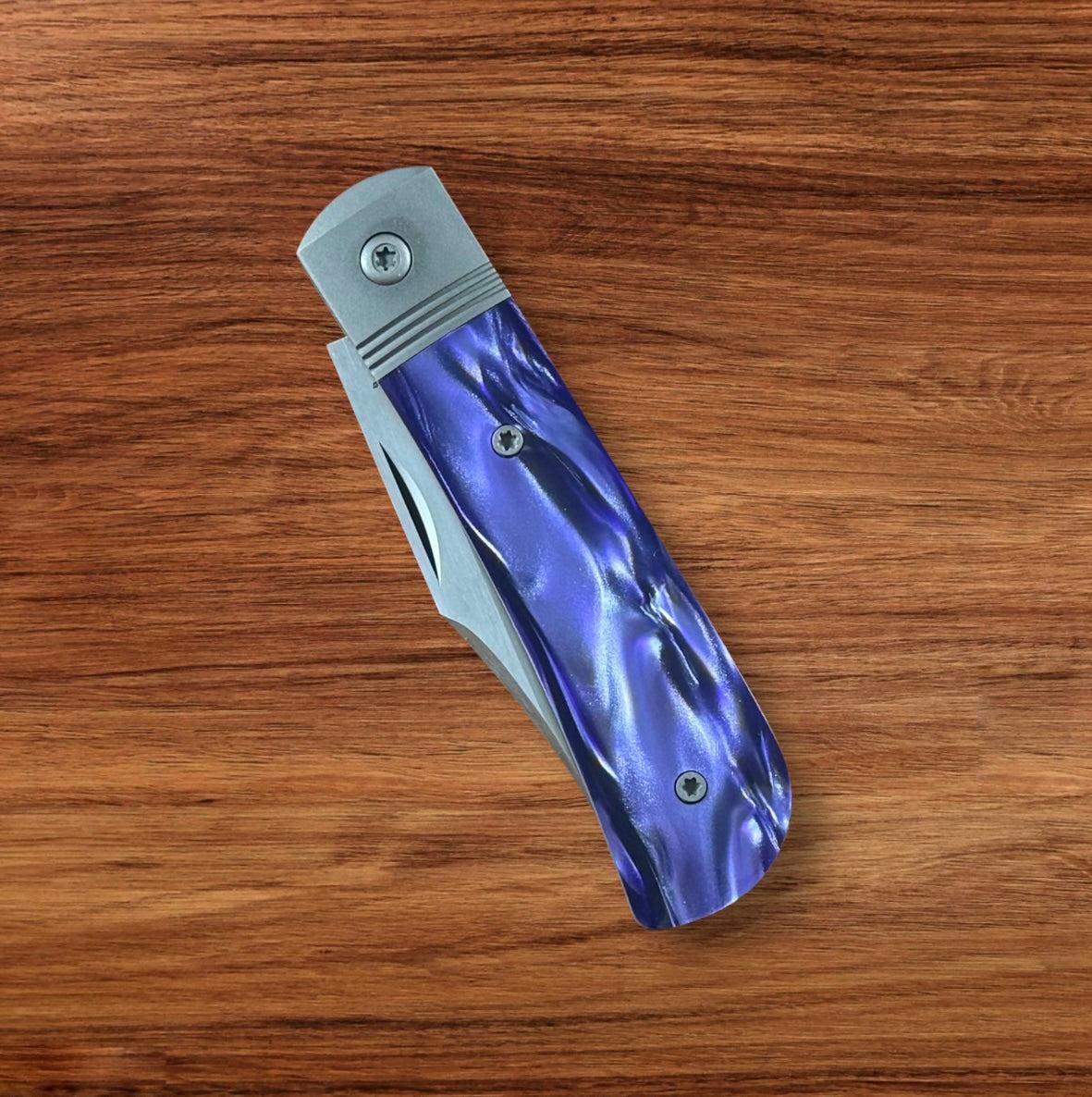 Jack Wolf Knives-Jack Wolf Knives - BENNY'S CLIP - KIRINITE COSMIC PURPLE HAND SATIN - w/ FREE Tumbler-Urban Cutlery
