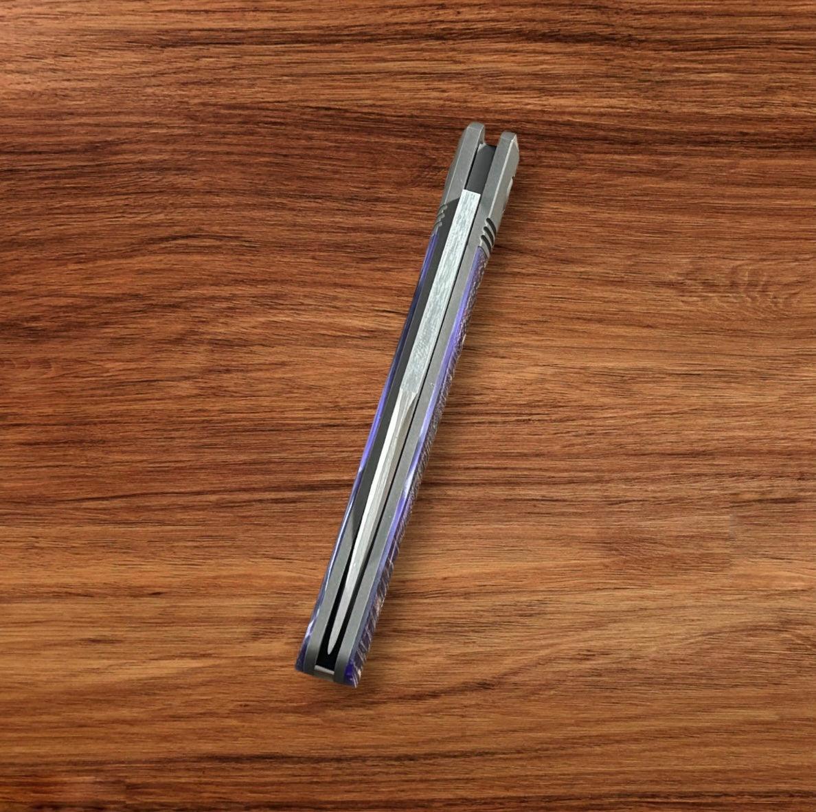 Jack Wolf Knives-Jack Wolf Knives - BENNY'S CLIP - KIRINITE COSMIC PURPLE HAND SATIN - w/ FREE Tumbler-Urban Cutlery