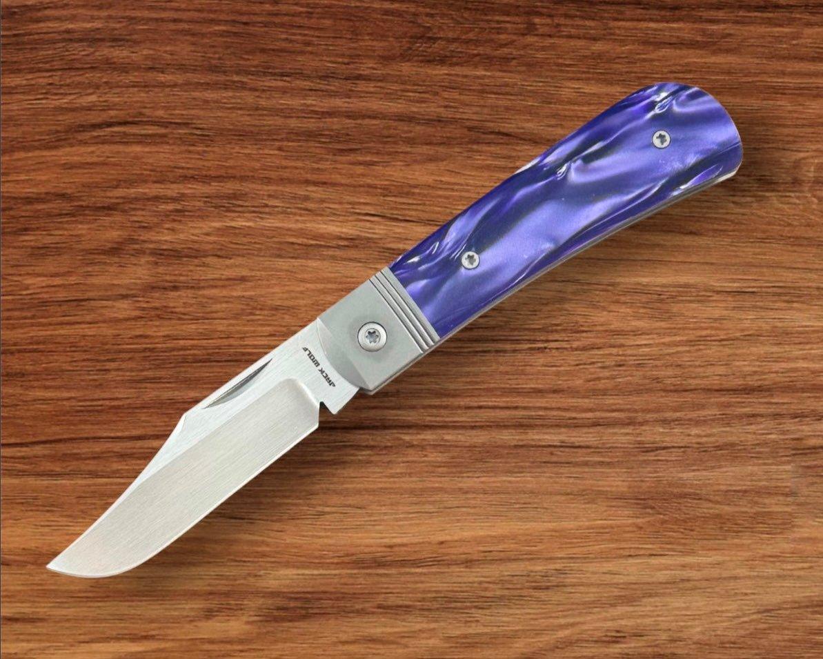 Jack Wolf Knives-Jack Wolf Knives - BENNY'S CLIP - KIRINITE COSMIC PURPLE HAND SATIN - w/ FREE Tumbler-Urban Cutlery