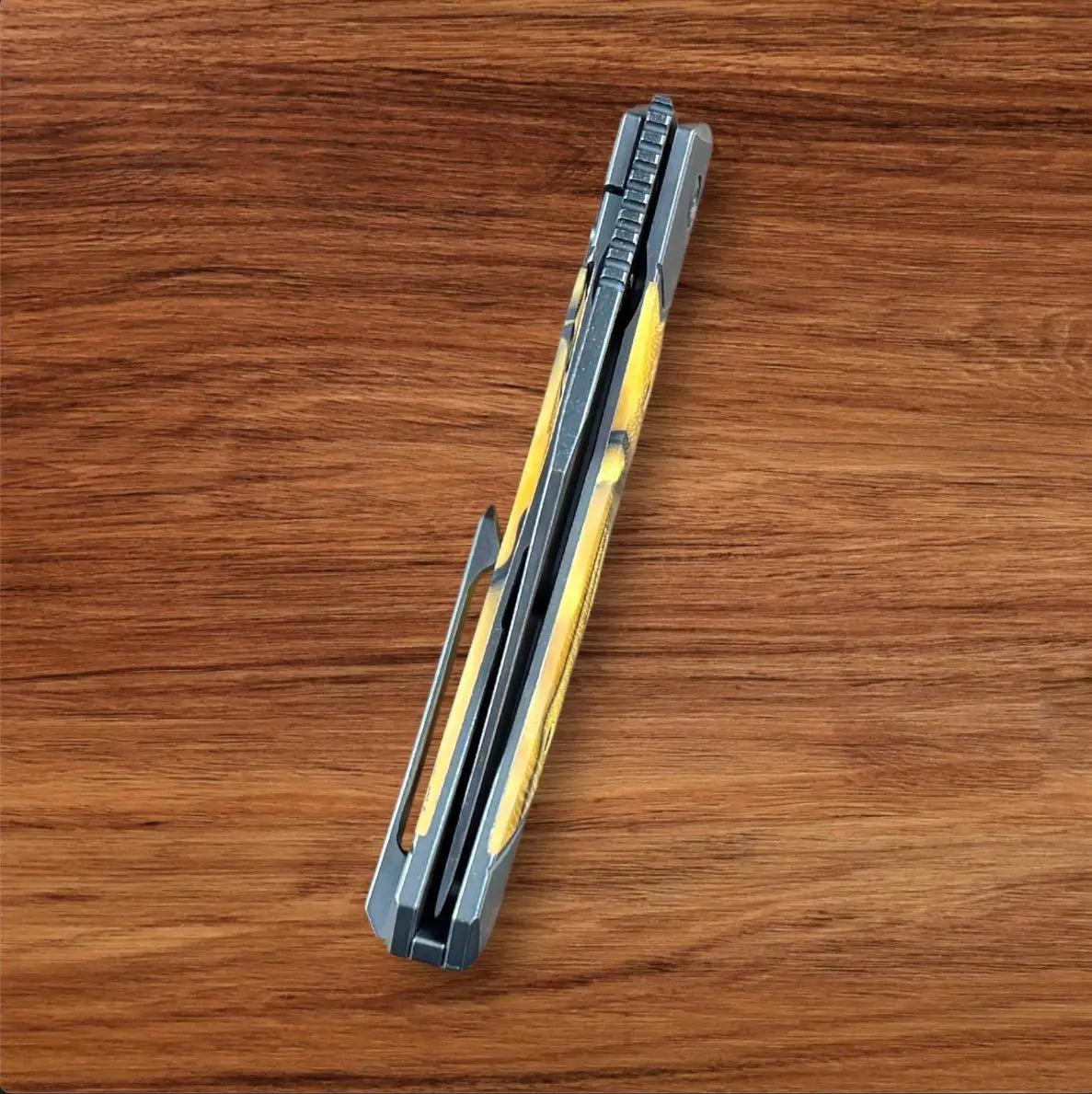 Jack Wolf Knives-Jack Wolf Knives - BIONIC JACK - KIRINITE LIQUID GOLD - w/ FREE Skiff Bearings-Urban Cutlery