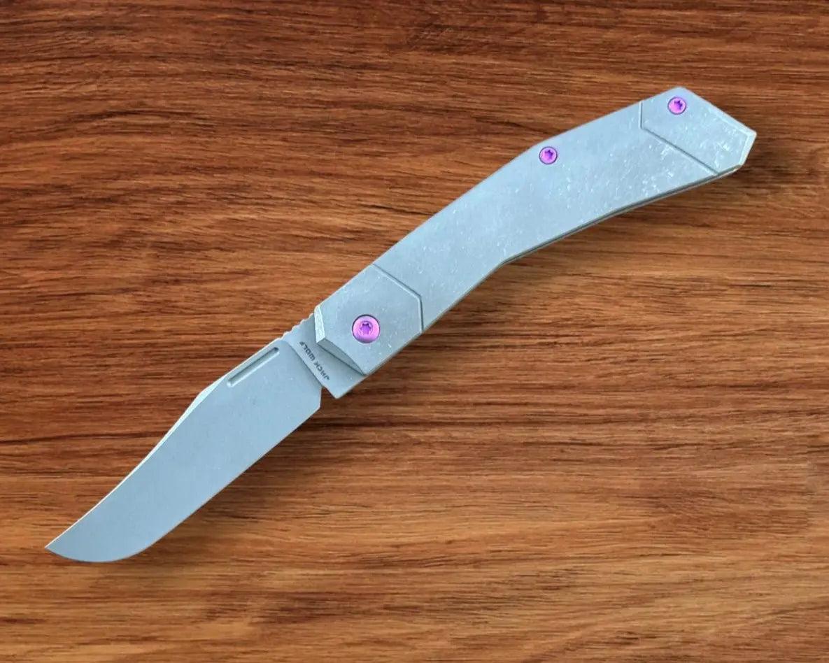 Jack Wolf Knives-Jack Wolf Knives - BIONIC JACK - TIITANIUM STONEWASHED - w/ FREE Skiff Bearings-1-Urban Cutlery