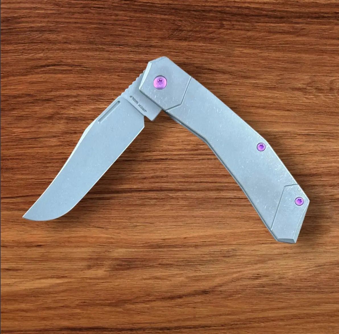 Jack Wolf Knives-Jack Wolf Knives - BIONIC JACK - TIITANIUM STONEWASHED - w/ FREE Skiff Bearings-3-Urban Cutlery