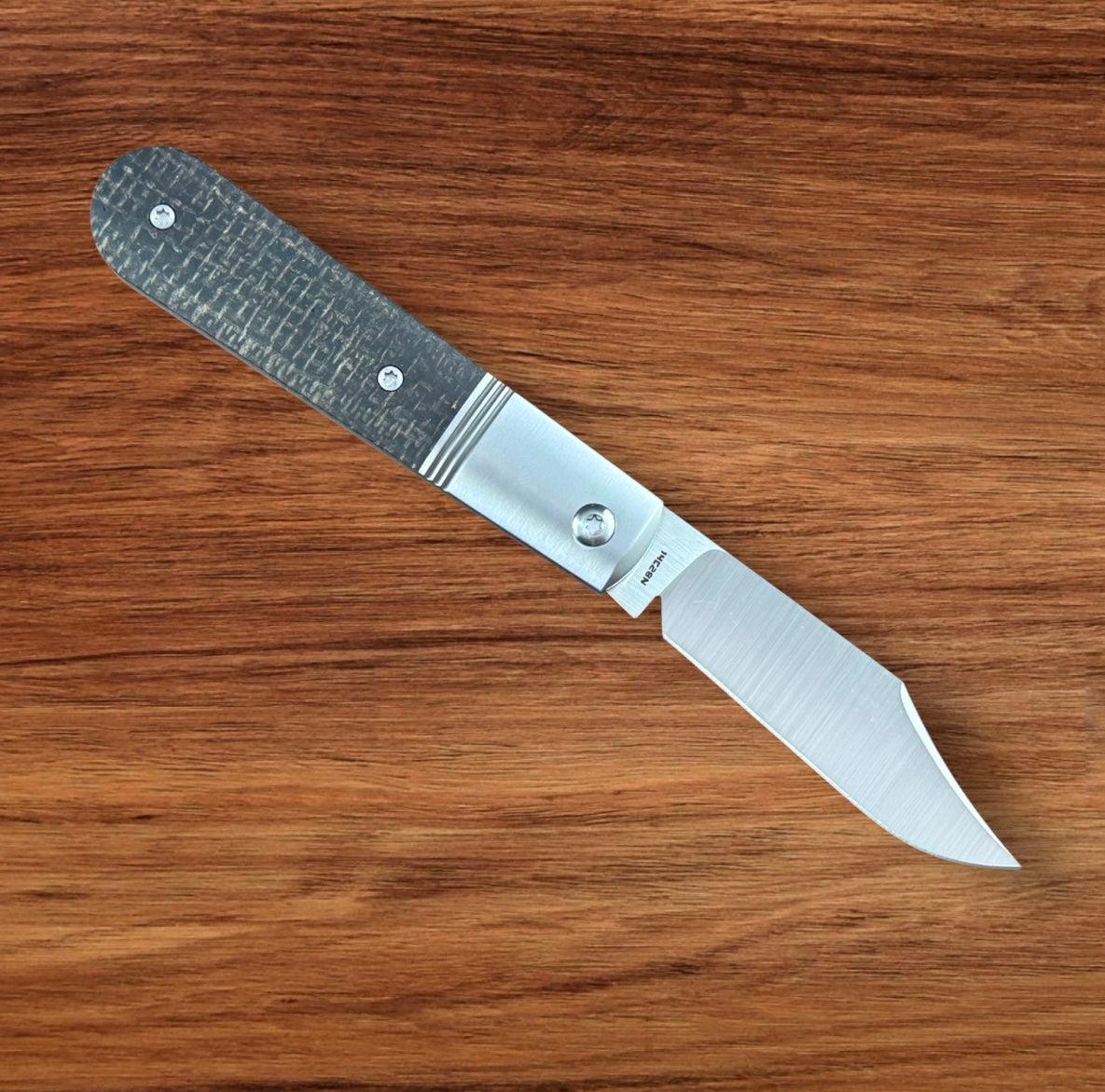 Jack Wolf Knives-Jack Wolf Knives - Big Bro Jack - BLACK BURLAP MICARTA - w/ FREE Steel Bottle-2-Urban Cutlery