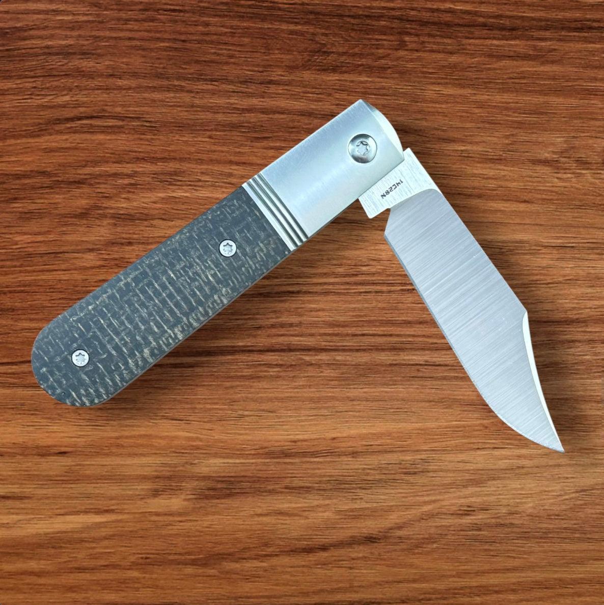 Jack Wolf Knives-Jack Wolf Knives - Big Bro Jack - BLACK BURLAP MICARTA - w/ FREE Steel Bottle-4-Urban Cutlery