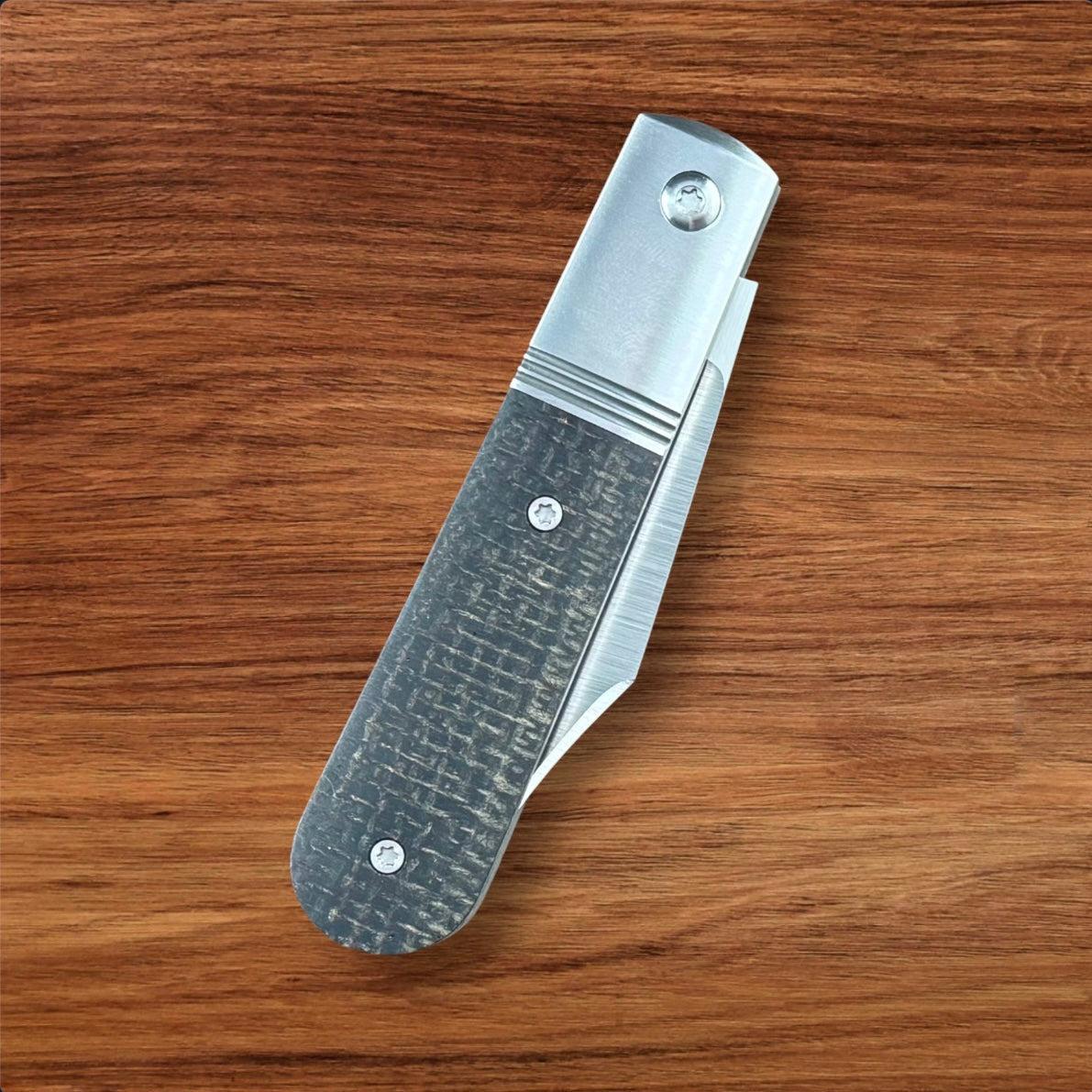 Jack Wolf Knives-Jack Wolf Knives - Big Bro Jack - BLACK BURLAP MICARTA - w/ FREE Steel Bottle-6-Urban Cutlery