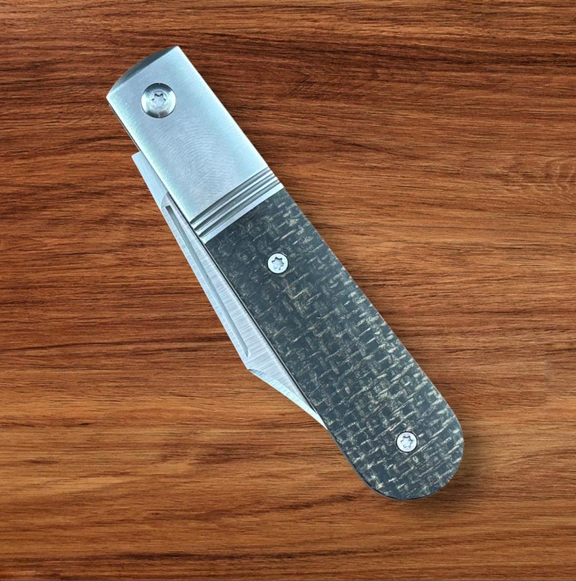 Jack Wolf Knives-Jack Wolf Knives - Big Bro Jack - BLACK BURLAP MICARTA - w/ FREE Steel Bottle-Urban Cutlery