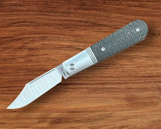 Jack Wolf Knives-Jack Wolf Knives - Big Bro Jack - BLACK BURLAP MICARTA - w/ FREE Steel Bottle-Urban Cutlery