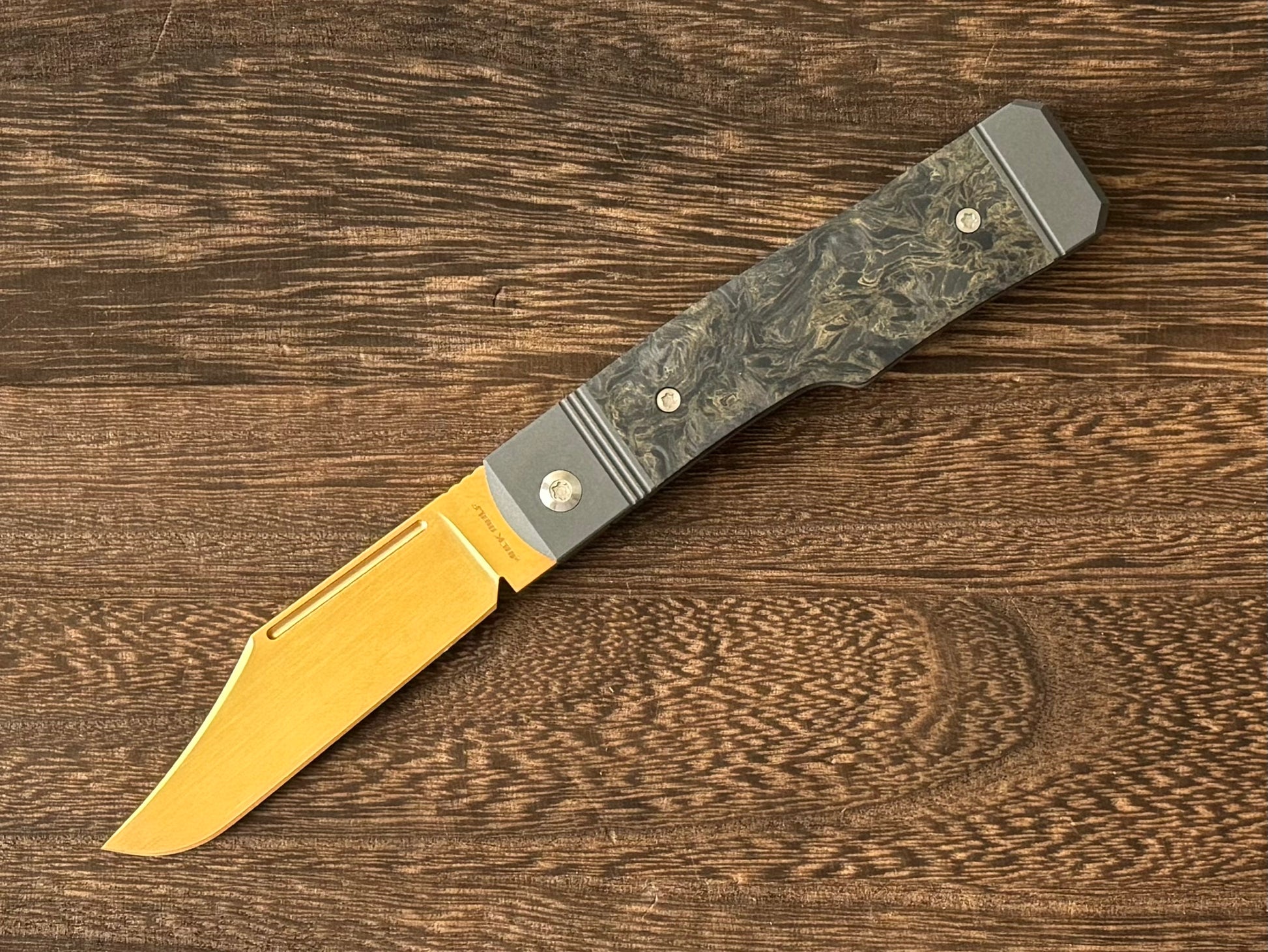 Jack Wolf Knives-Jack Wolf Knives - GUNSLINGER JACK - FAT CARBON DARK MATTER GOLD - 18K GOLD CUSTOM #2-1-Urban Cutlery