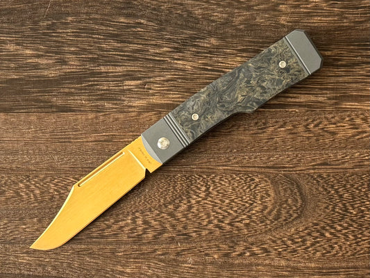 Jack Wolf Knives-Jack Wolf Knives - GUNSLINGER JACK - FAT CARBON DARK MATTER GOLD - 18K GOLD CUSTOM #2-1-Urban Cutlery