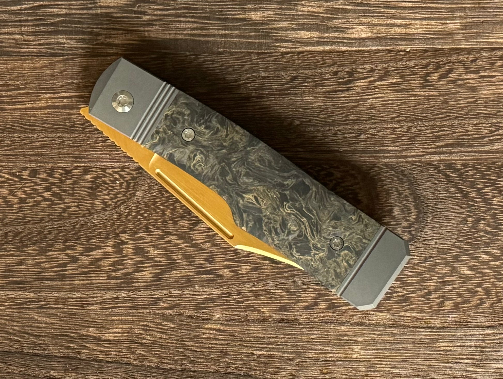 Jack Wolf Knives-Jack Wolf Knives - GUNSLINGER JACK - FAT CARBON DARK MATTER GOLD - 18K GOLD CUSTOM #2-5-Urban Cutlery
