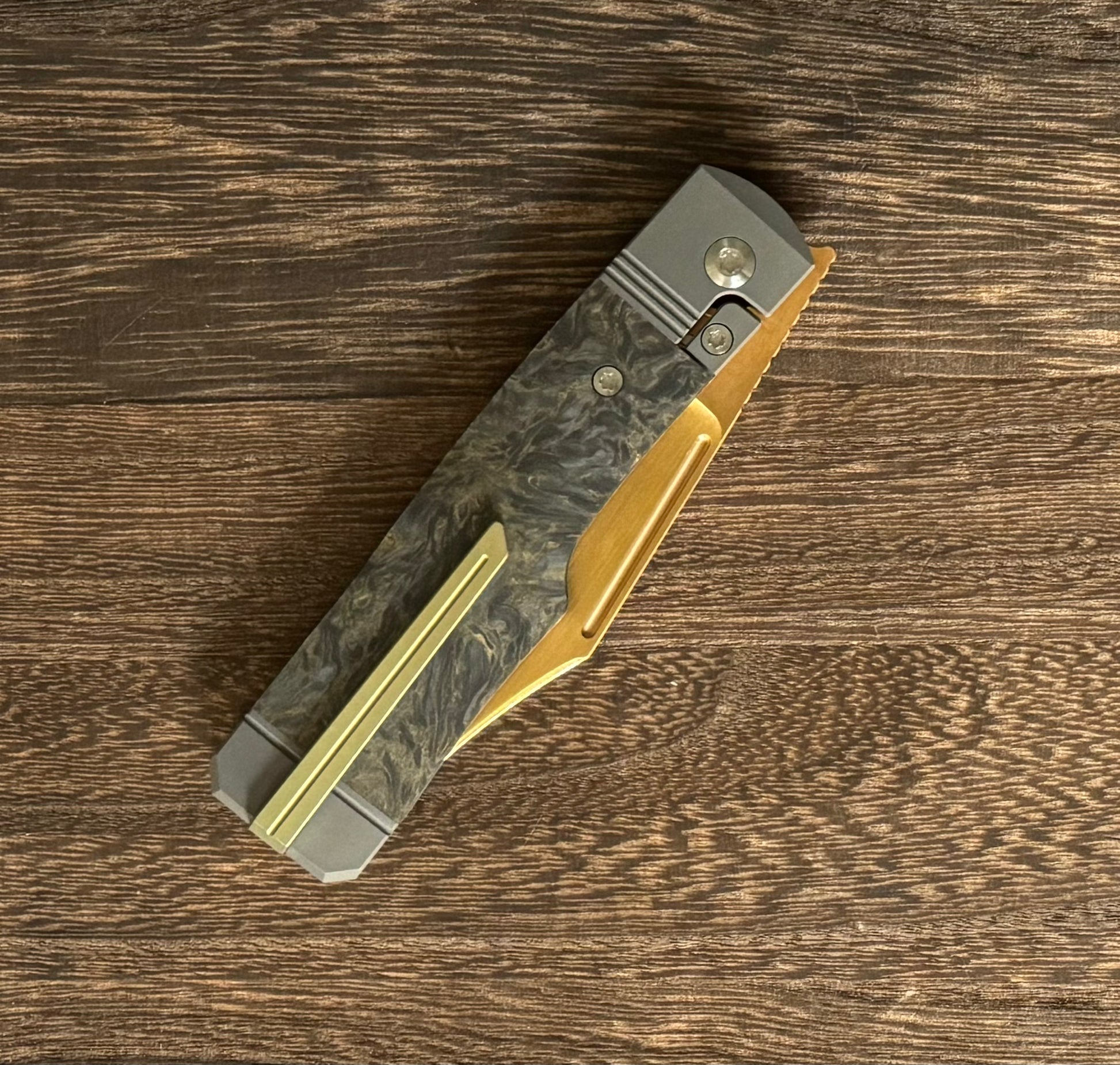 Jack Wolf Knives-Jack Wolf Knives - GUNSLINGER JACK - FAT CARBON DARK MATTER GOLD - 18K GOLD CUSTOM #2-6-Urban Cutlery