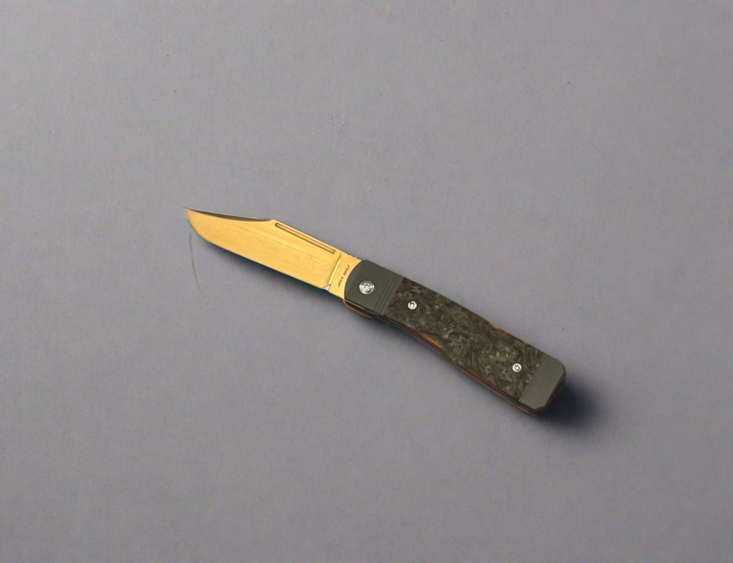 Jack Wolf Knives-Jack Wolf Knives - GUNSLINGER JACK - FAT CARBON DARK MATTER GOLD - 18K GOLD CUSTOM-2-Urban Cutlery