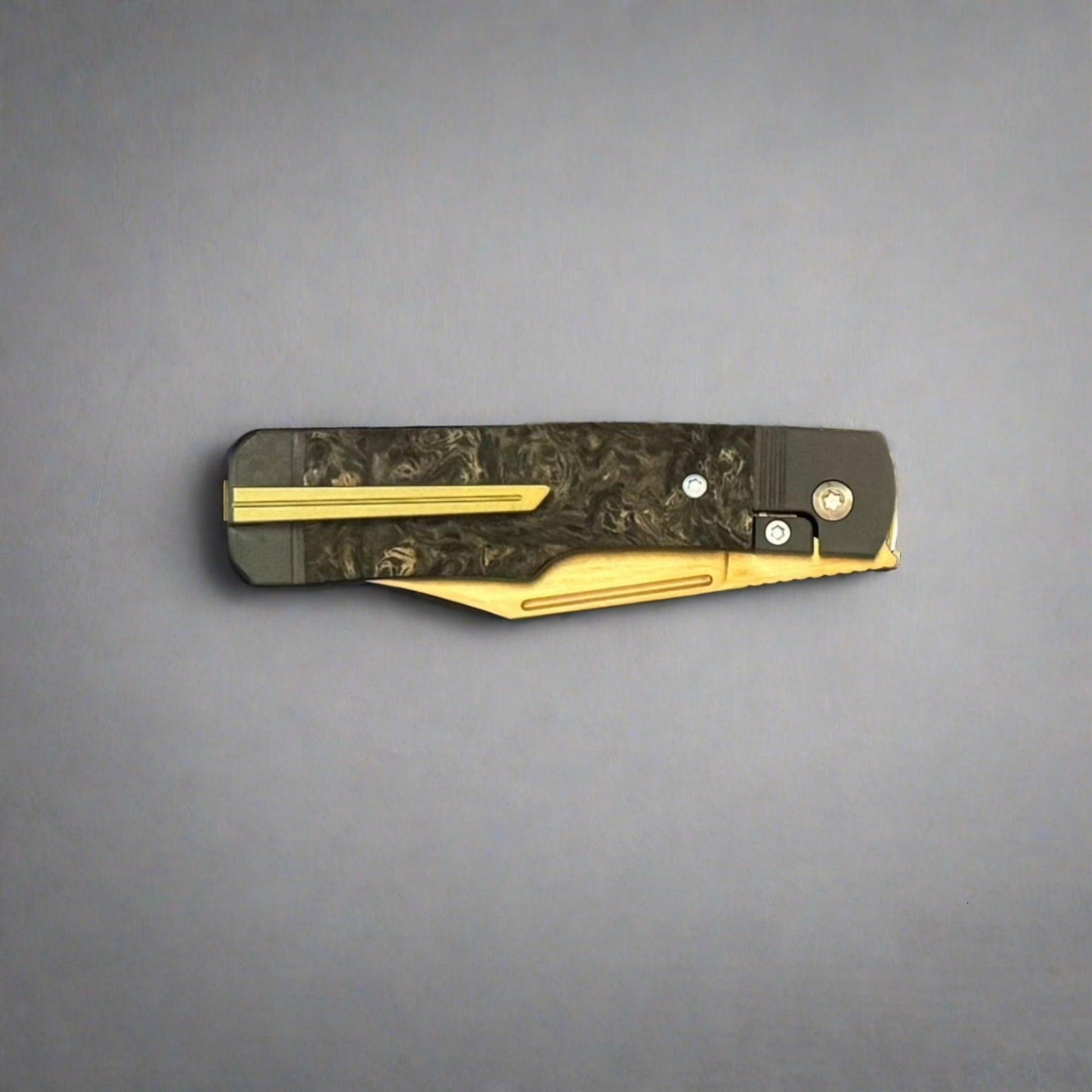 Jack Wolf Knives-Jack Wolf Knives - GUNSLINGER JACK - FAT CARBON DARK MATTER GOLD - 18K GOLD CUSTOM-7-Urban Cutlery