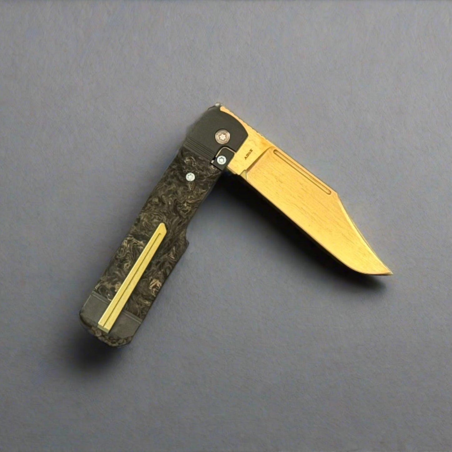 Jack Wolf Knives-Jack Wolf Knives - GUNSLINGER JACK - FAT CARBON DARK MATTER GOLD - 18K GOLD CUSTOM-Urban Cutlery