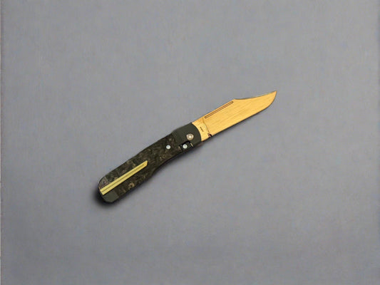Jack Wolf Knives-Jack Wolf Knives - GUNSLINGER JACK - FAT CARBON DARK MATTER GOLD - 18K GOLD CUSTOM-Urban Cutlery