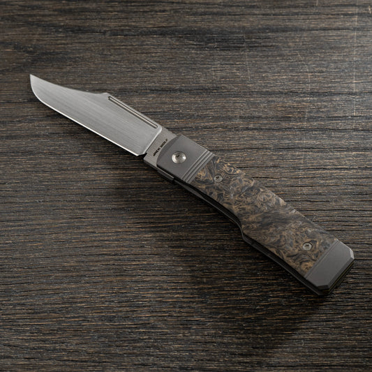 Jack Wolf Knives-Jack Wolf Knives - GUNSLINGER JACK - FAT CARBON DARK MATTER GOLD HAND SATIN-Urban Cutlery