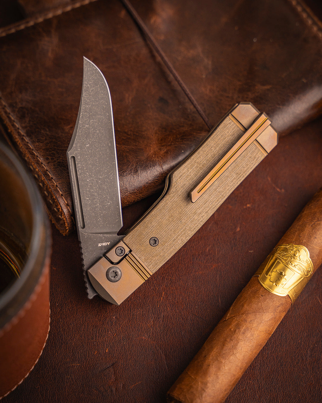 Jack Wolf Knives-Jack Wolf Knives - GUNSLINGER JACK - GREEN LINEN MICARTA-1-Urban Cutlery