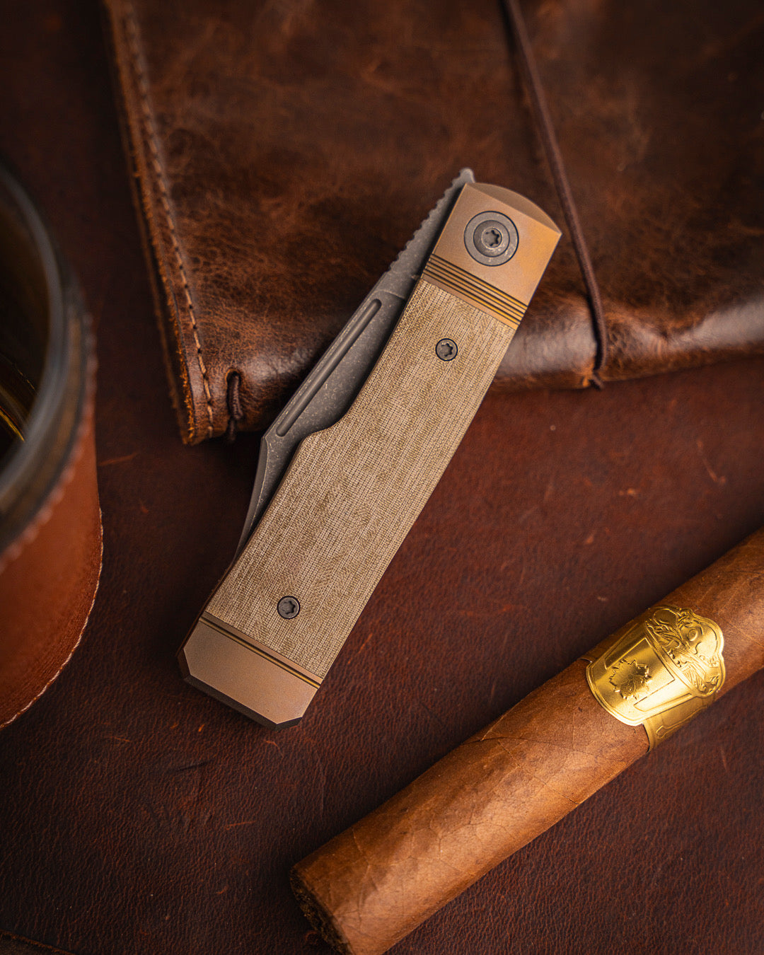 Jack Wolf Knives-Jack Wolf Knives - GUNSLINGER JACK - GREEN LINEN MICARTA-2-Urban Cutlery