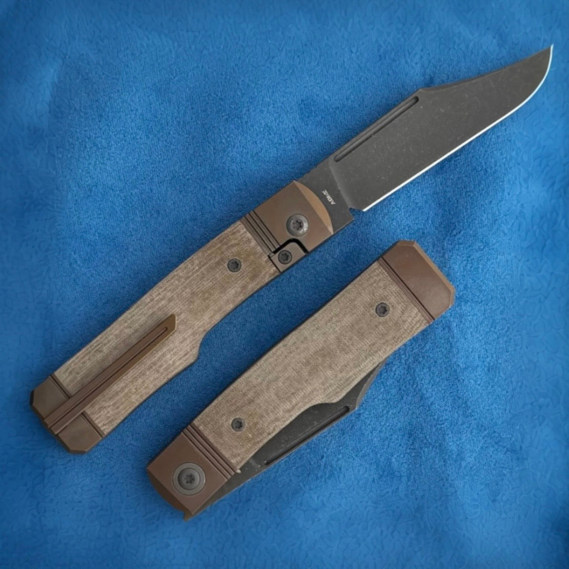 Jack Wolf Knives-Jack Wolf Knives - GUNSLINGER JACK - GREEN LINEN MICARTA - Available 2/20 @ 2PM EST!-2-Urban Cutlery