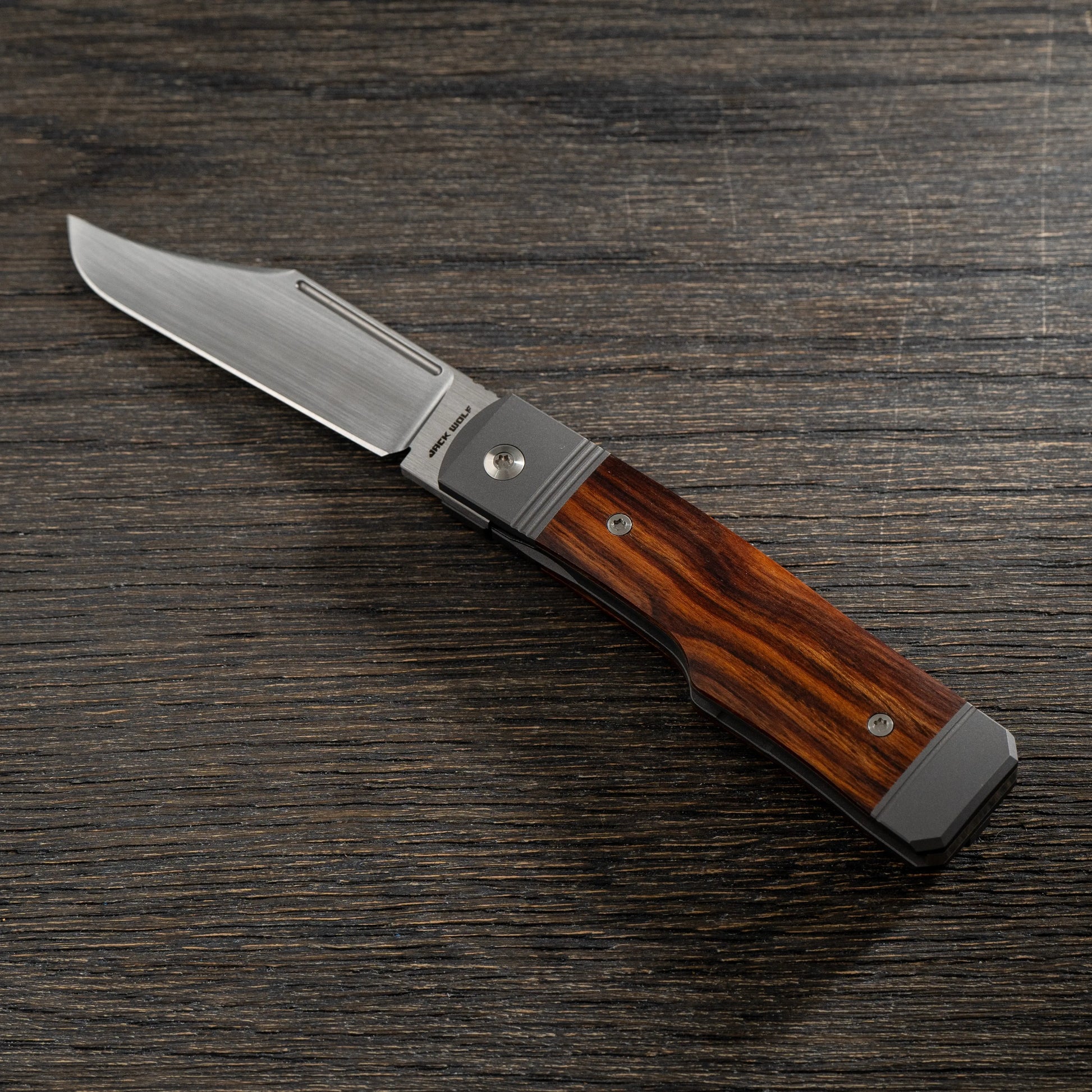 Jack Wolf Knives-Jack Wolf Knives - GUNSLINGER JACK - IRONWOOD HAND SATIN-Urban Cutlery