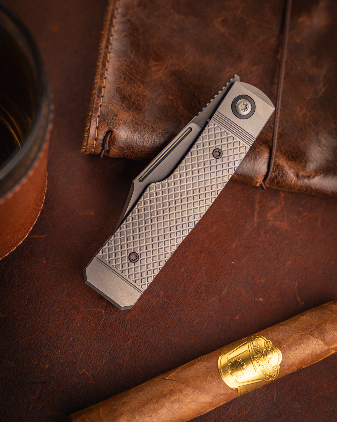 Jack Wolf Knives-Jack Wolf Knives - GUNSLINGER JACK - TITANIUM CROSS HATCH-2-Urban Cutlery