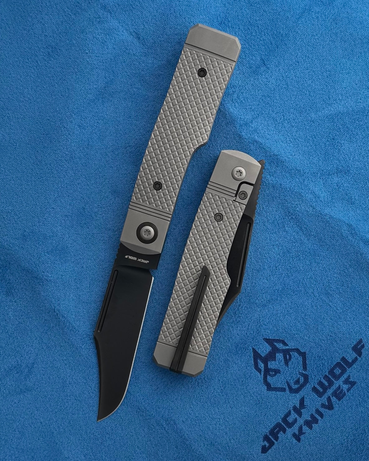 Jack Wolf Knives-Jack Wolf Knives - GUNSLINGER JACK - TITANIUM CROSS HATCH - Available 2/20 @ 2PM EST!-1-Urban Cutlery