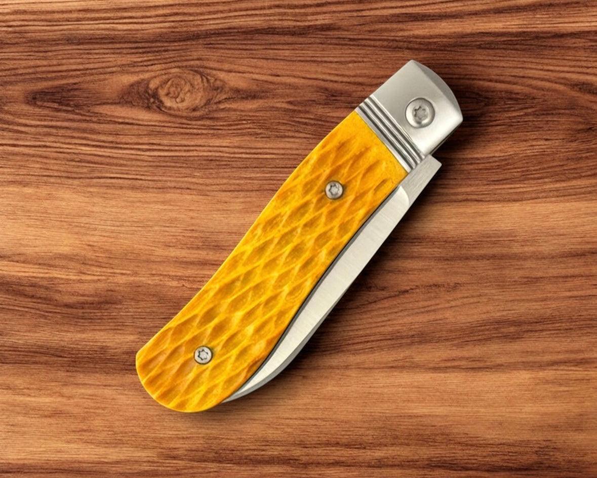 Jack Wolf Knives-Jack Wolf Knives K9 JACK - Steel Series - YELLOW JIGGED BONE-6-Urban Cutlery