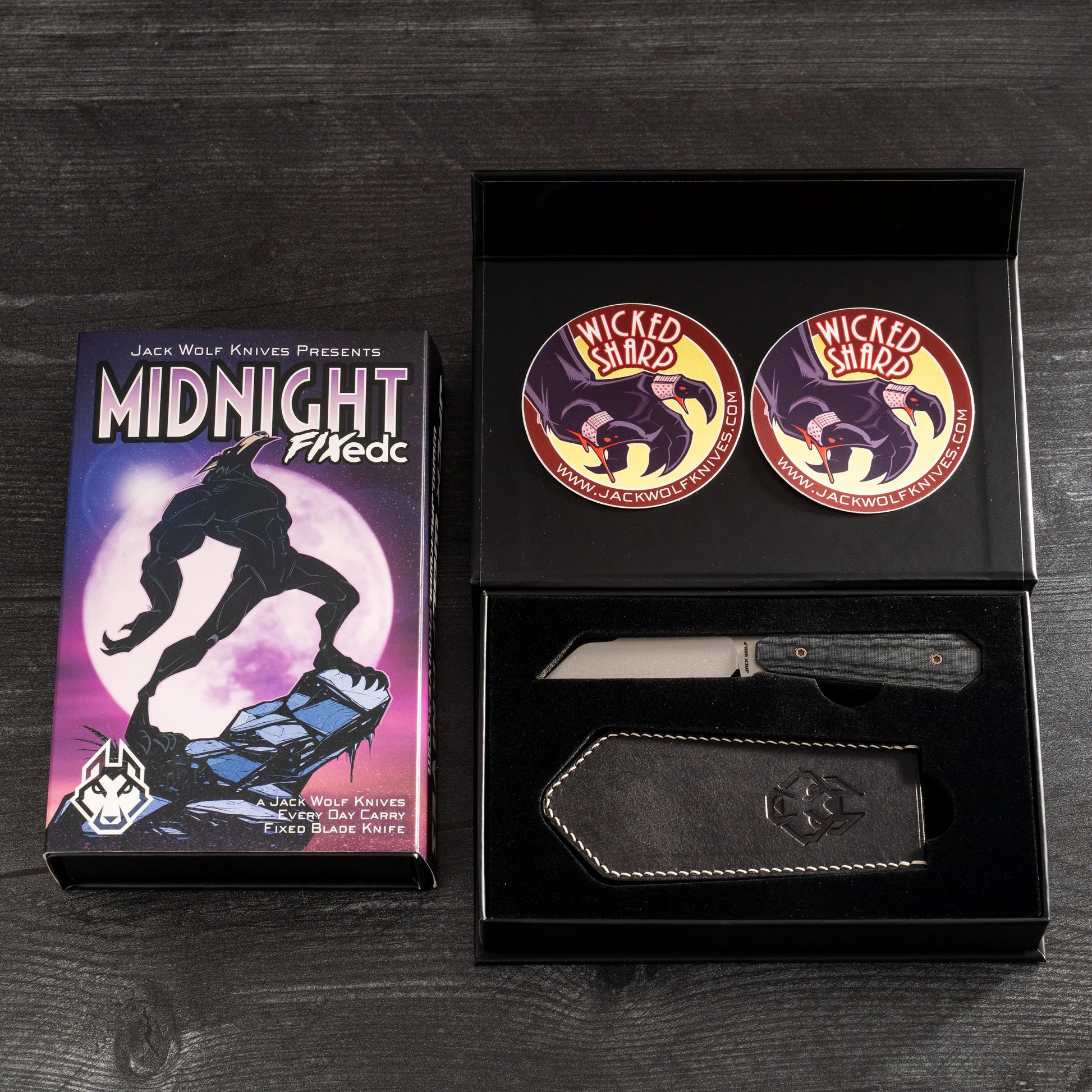 Jack Wolf Knives-Jack Wolf Knives - MIDNIGHT FIXedc - BLACK LINEN MICARTA STONEWASH-Urban Cutlery