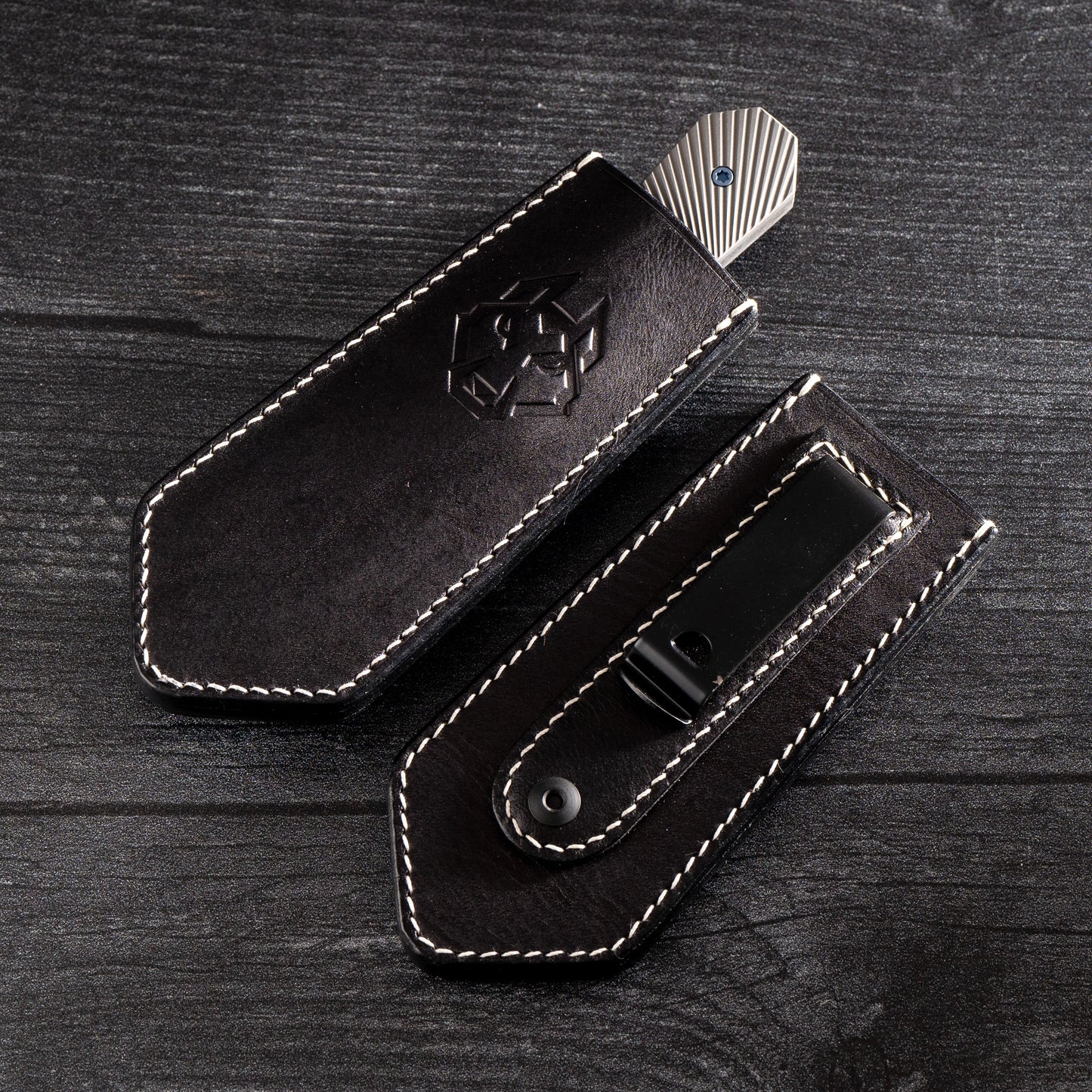 Jack Wolf Knives-Jack Wolf Knives - MIDNIGHT FIXedc - TITANIUM STARBURST HAND SATIN-5-Urban Cutlery