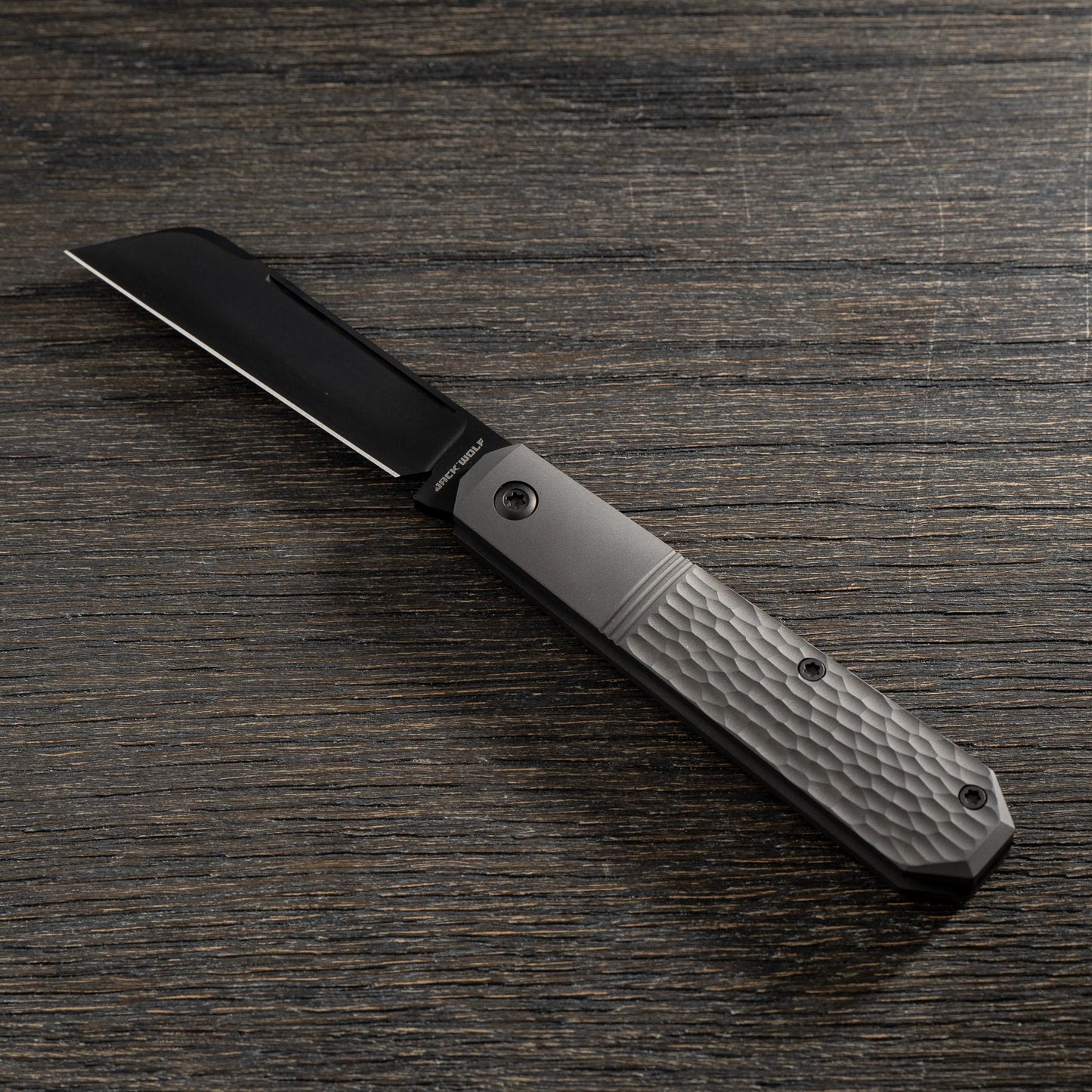 Jack Wolf Knives-Jack Wolf Knives - MIDNIGHT JACK - TITANIUM JIGGED REVERSE TUX-1-Urban Cutlery