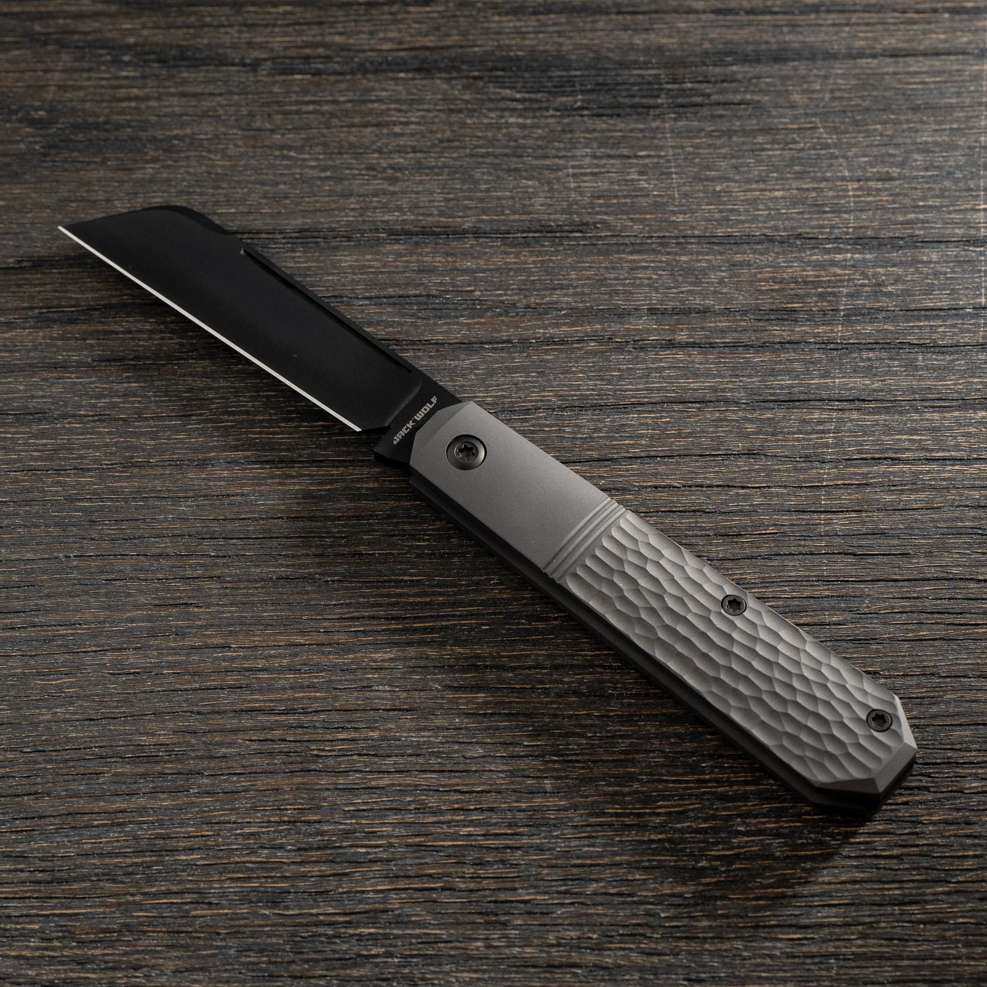 Jack Wolf Knives-Jack Wolf Knives - MIDNIGHT JACK - TITANIUM JIGGED REVERSE TUX-Urban Cutlery