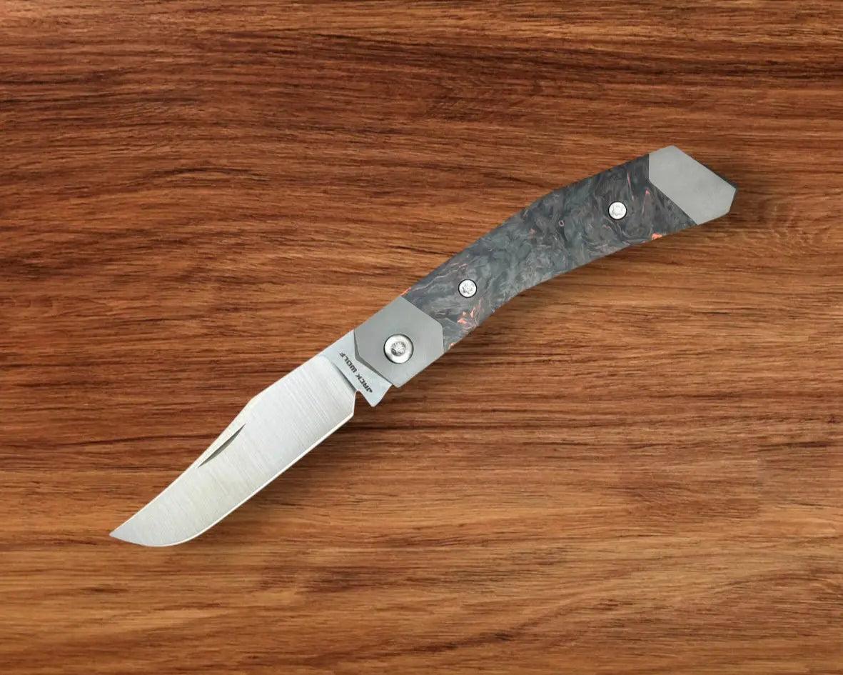 Jack Wolf Knives-Jack Wolf Knives - MINI CYBORG JACK - FAT CARBON DARK MATTER ORANGE-1-Urban Cutlery