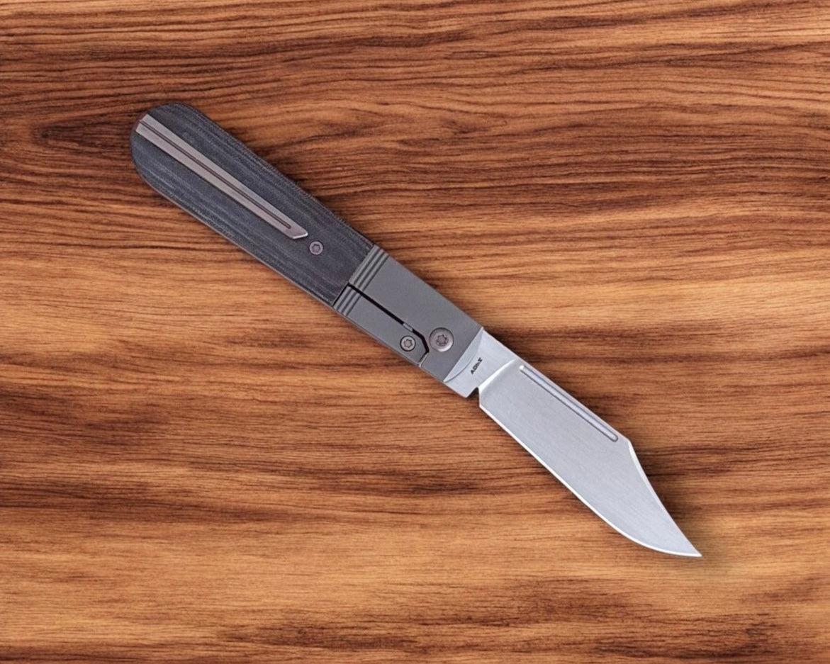 Jack Wolf Knives-Jack Wolf Knives - PRIMO JACK - BLACK LINEN MICARTA HAND SATIN-3-Urban Cutlery