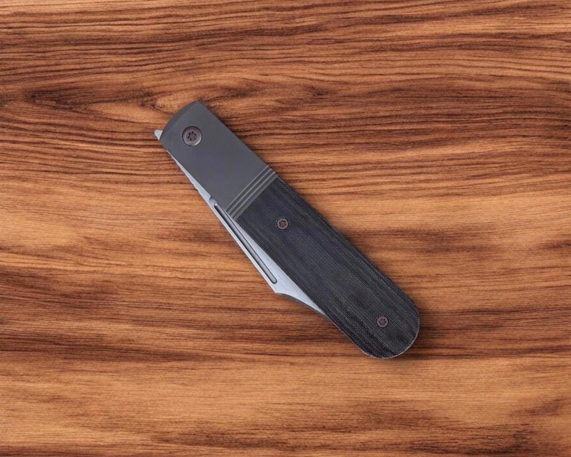 Jack Wolf Knives-Jack Wolf Knives - PRIMO JACK - BLACK LINEN MICARTA HAND SATIN-4-Urban Cutlery