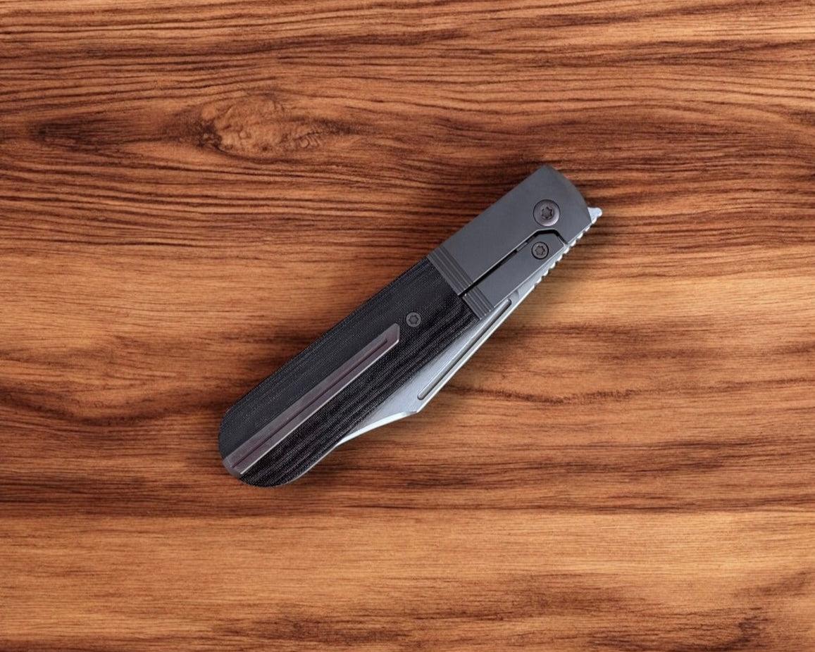 Jack Wolf Knives-Jack Wolf Knives - PRIMO JACK - BLACK LINEN MICARTA HAND SATIN-5-Urban Cutlery