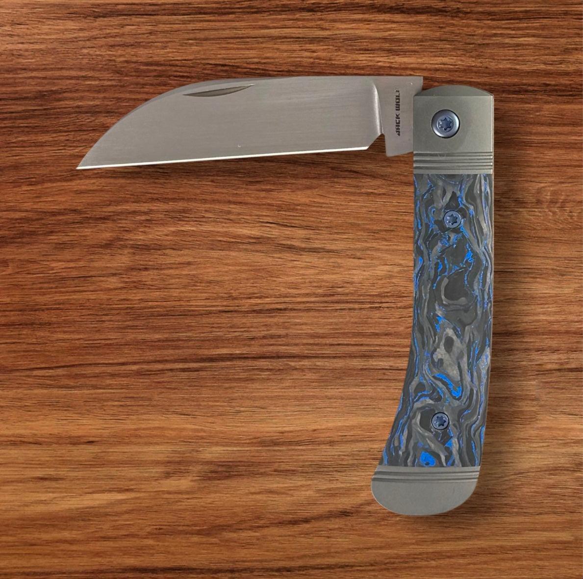 Jack Wolf Knives-Jack Wolf Knives - VENOM JACK - BLUE MARBLE CARBON FIBER HAND SATIN - w/ FREE Tumbler-3-Urban Cutlery