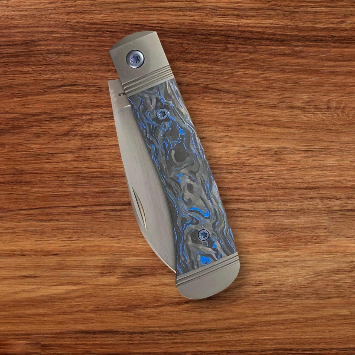 Jack Wolf Knives-Jack Wolf Knives - VENOM JACK - BLUE MARBLE CARBON FIBER HAND SATIN - w/ FREE Tumbler-5-Urban Cutlery