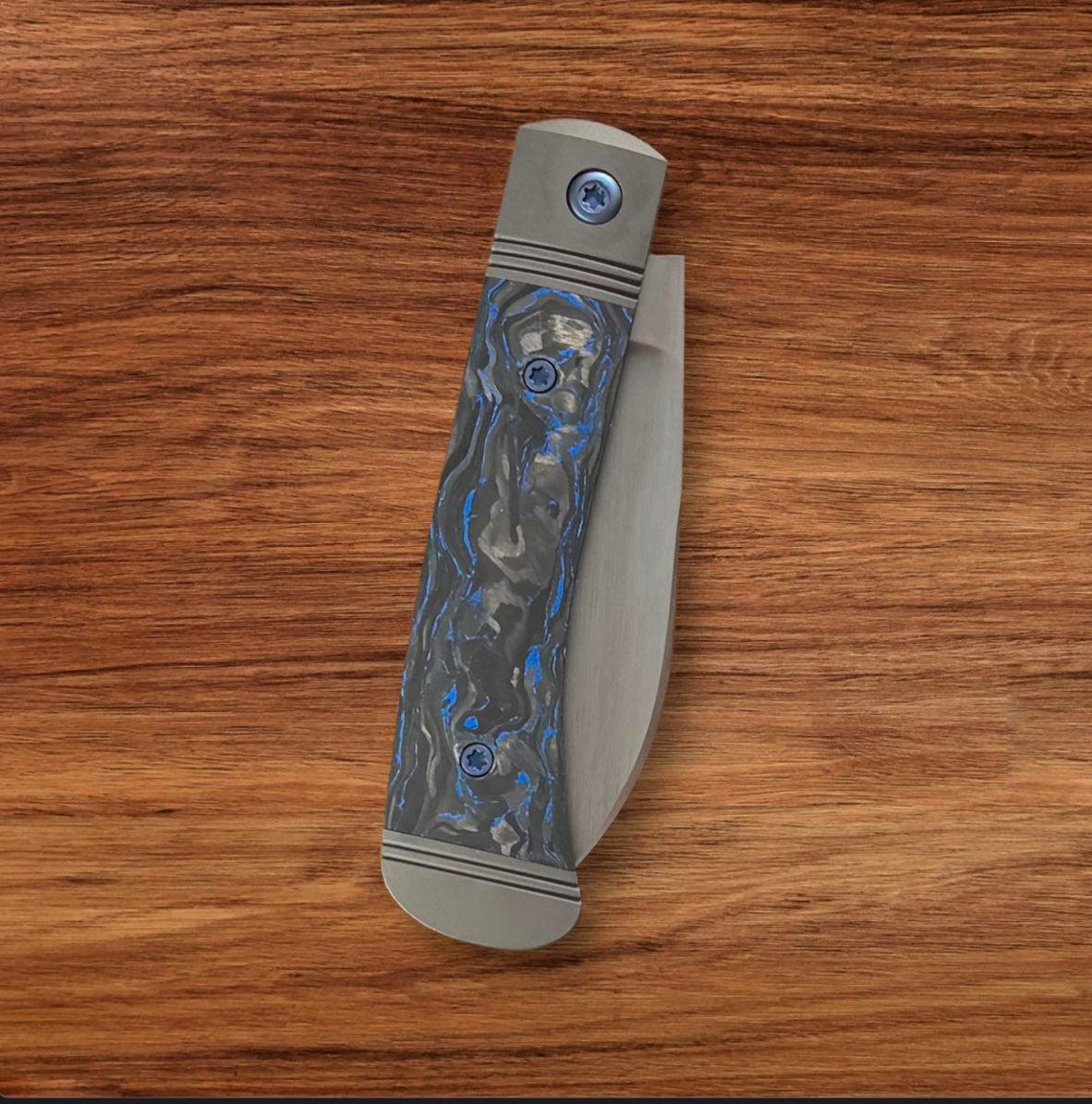 Jack Wolf Knives-Jack Wolf Knives - VENOM JACK - BLUE MARBLE CARBON FIBER HAND SATIN - w/ FREE Tumbler-6-Urban Cutlery