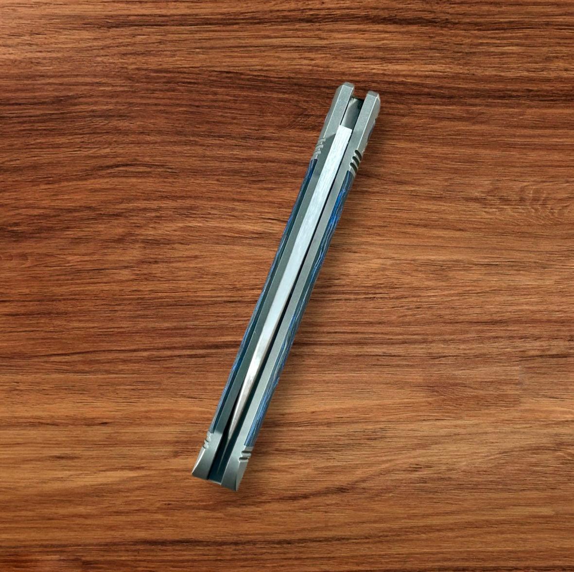 Jack Wolf Knives-Jack Wolf Knives - VENOM JACK - BLUE MARBLE CARBON FIBER HAND SATIN - w/ FREE Tumbler-7-Urban Cutlery