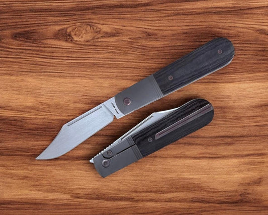 Jack Wolf Knives - PRIMO JACK - BLACK LINEN MICARTA HAND SATIN-Jack Wolf Knives-Urban Cutlery & Lifestyle Shoppe