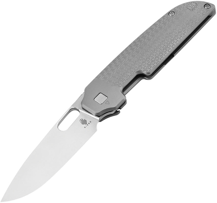 KIZER VARATAS - GRAY TEXTURED TITANIUM HANDLE - S35VN - DROP POINT - PLAIN EDGE- KI3637A1 Kizer Cutlery Urban Cutlery & Lifestyle Shoppe