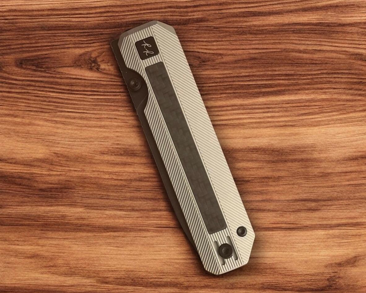 Knife Standards-Knife Standards RR3 - Classic Stonemilled w/ Carbon Fiber Inlay Handle - DLC Belt Satin Vanax SuperClean Blade - Milled Pocket Clip-4-Urban Cutlery