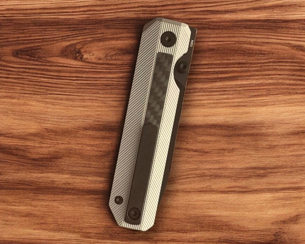 Knife Standards-Knife Standards RR3 - Classic Stonemilled w/ Carbon Fiber Inlay Handle - DLC Belt Satin Vanax SuperClean Blade - Milled Pocket Clip-5-Urban Cutlery